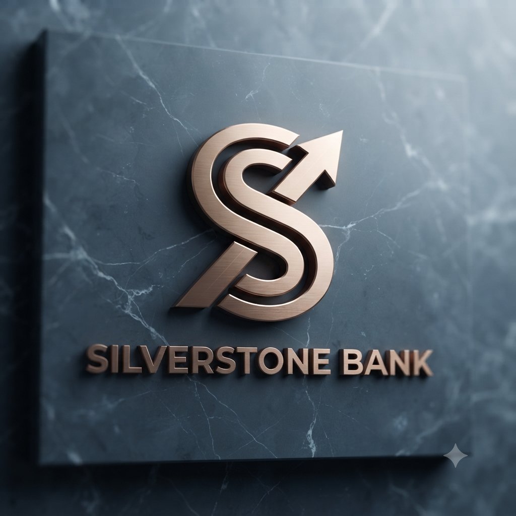 Silverstone Bank official emblem — bronze “S” with an upward arrow on dark marble